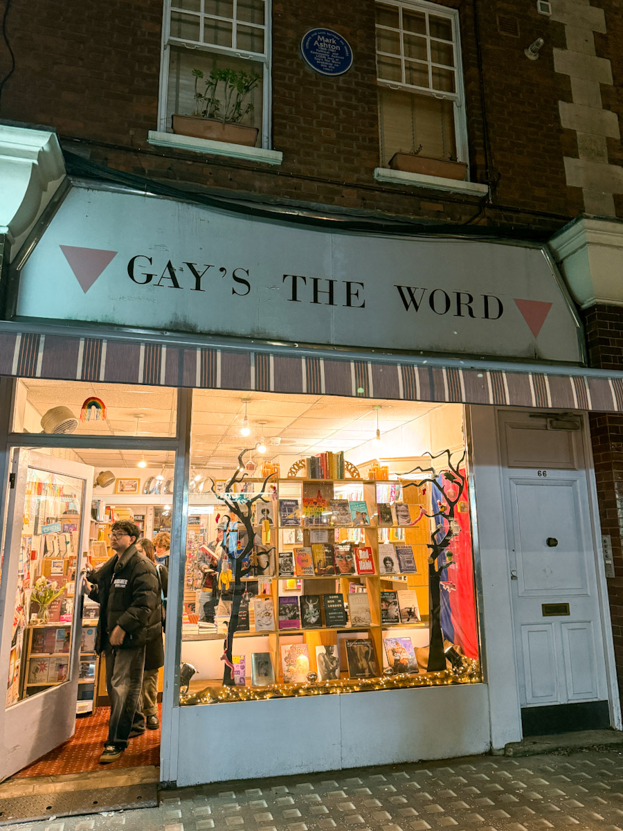 The storefront of a London queer bookstore.